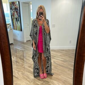 Camilla Tribal Black & White Aztec Maxi Kimono One Size